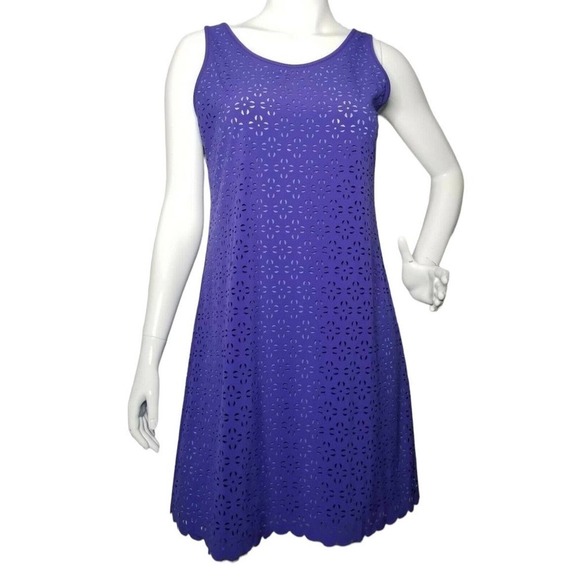 Title Nine Nimblene Illusion Eyelet Purple & Blue Tank Dress | Small - Picture 1 of 10
